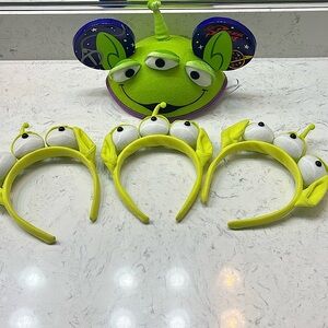 Disney Parks Toy Story Ears  ALIEN Hat , plus 3 matching headbands